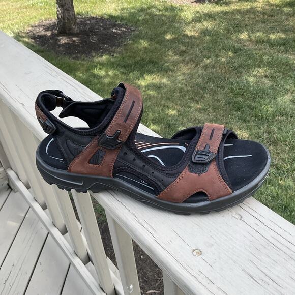 ECCO preceptor Mens Size 11 Outdoor Sandals Brown Leather Adjustable Hiking EU45 main image 13
